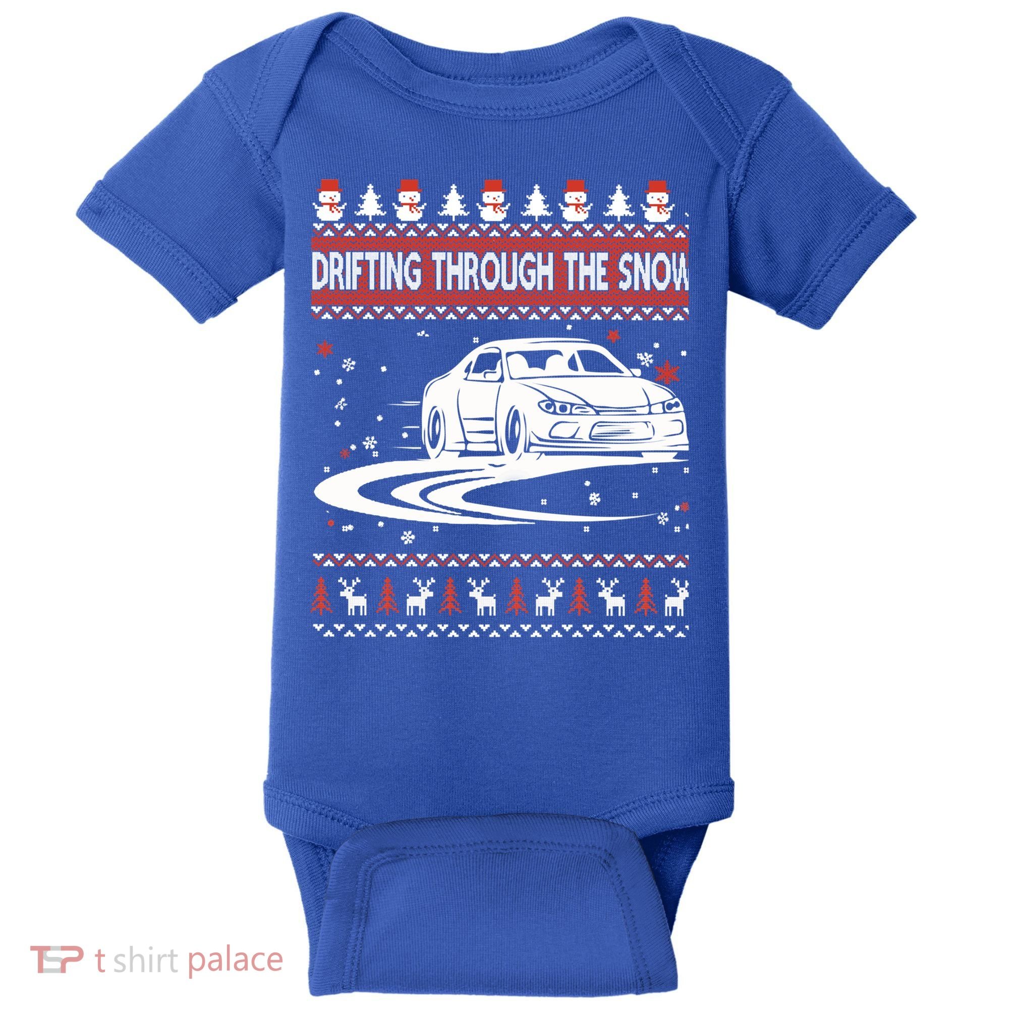 Drifting Through The Snow Ugly Christmas Sweater Classic Gift Baby Bodysuit