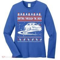 Drifting Through The Snow Ugly Christmas Sweater Classic Gift Women's Long Sleeve Shirt thumb 0