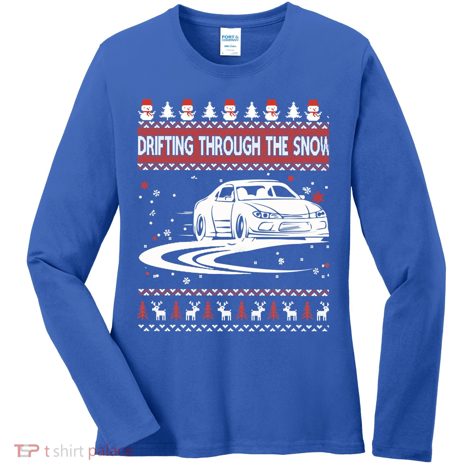 Drifting Through The Snow Ugly Christmas Sweater Classic Gift Women's Long Sleeve Shirt