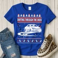 Drifting Through The Snow Ugly Christmas Sweater Classic Gift Women's T-Shirt thumb 3