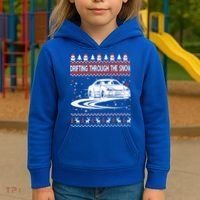 Drifting Through The Snow Ugly Christmas Sweater Classic Gift Kids Hoodie thumb 3