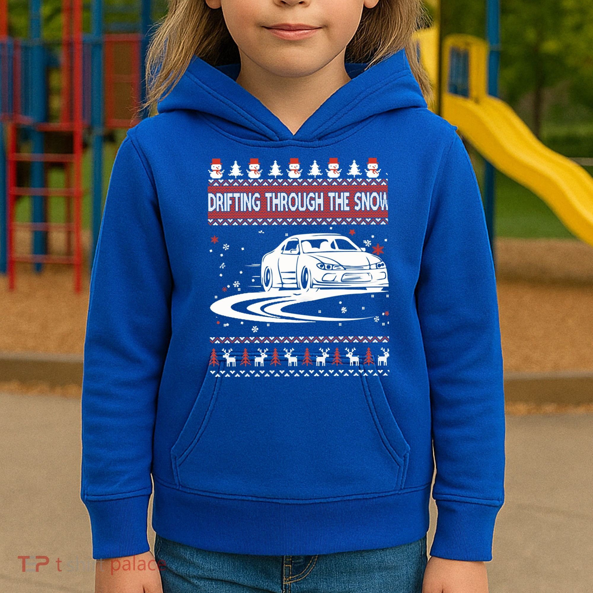 Drifting Through The Snow Ugly Christmas Sweater Classic Gift Kids Hoodie