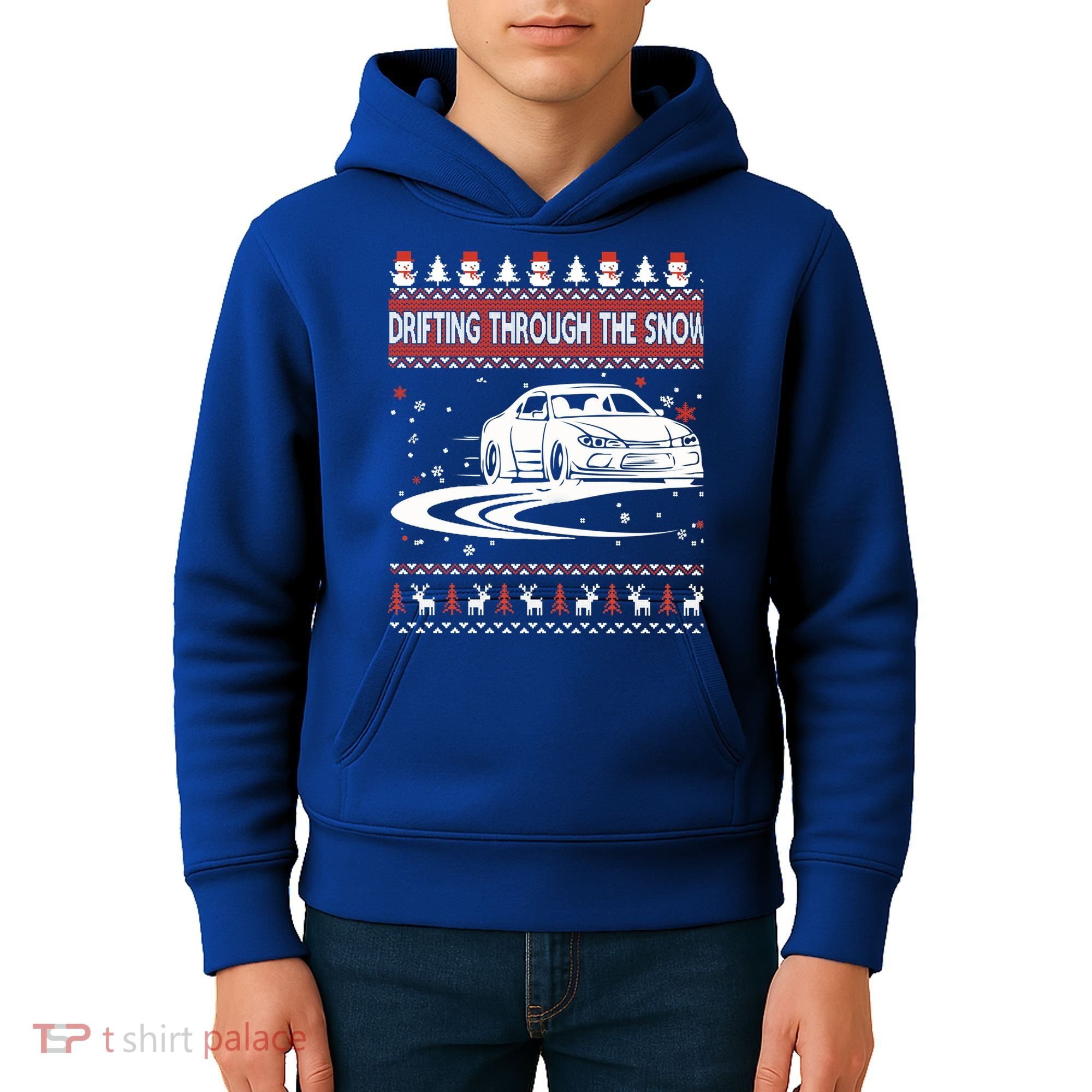 Drifting Through The Snow Ugly Christmas Sweater Classic Gift Kids Hoodie