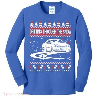 Drifting Through The Snow Ugly Christmas Sweater Classic Gift Kids Long Sleeve Shirt