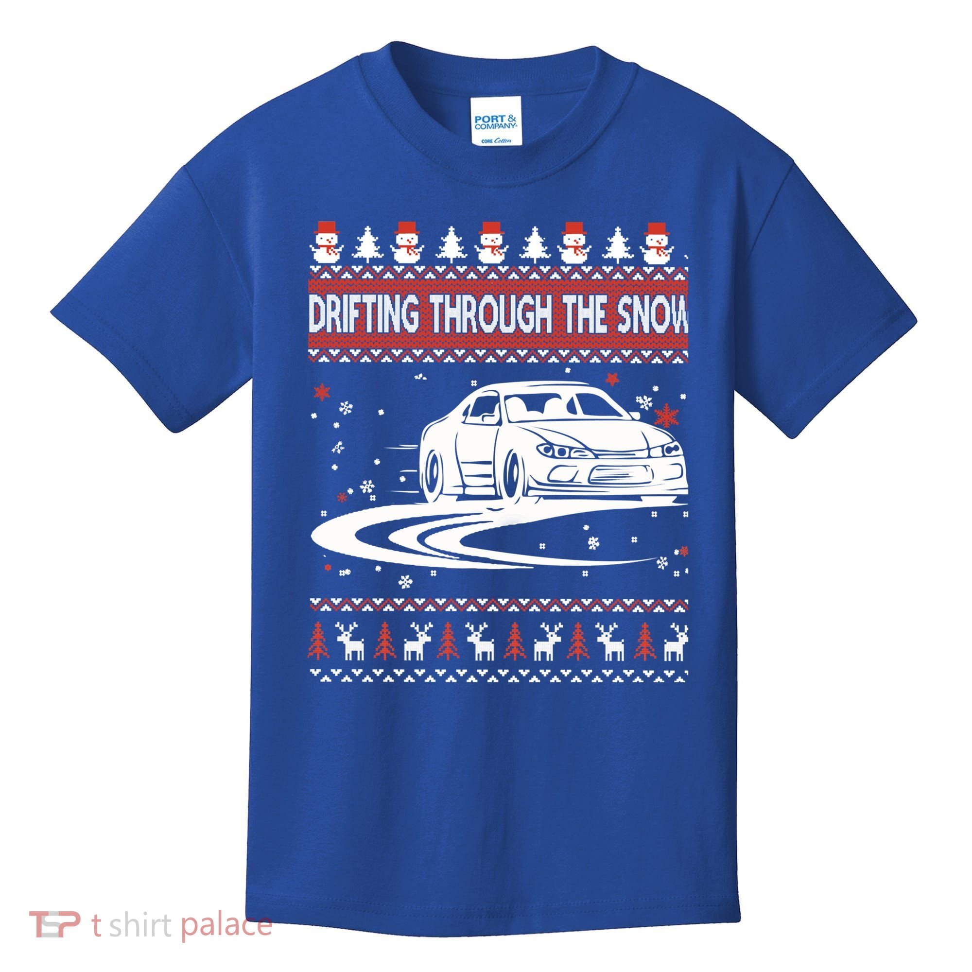 Drifting Through The Snow Ugly Christmas Sweater Classic Gift Kids T-Shirt