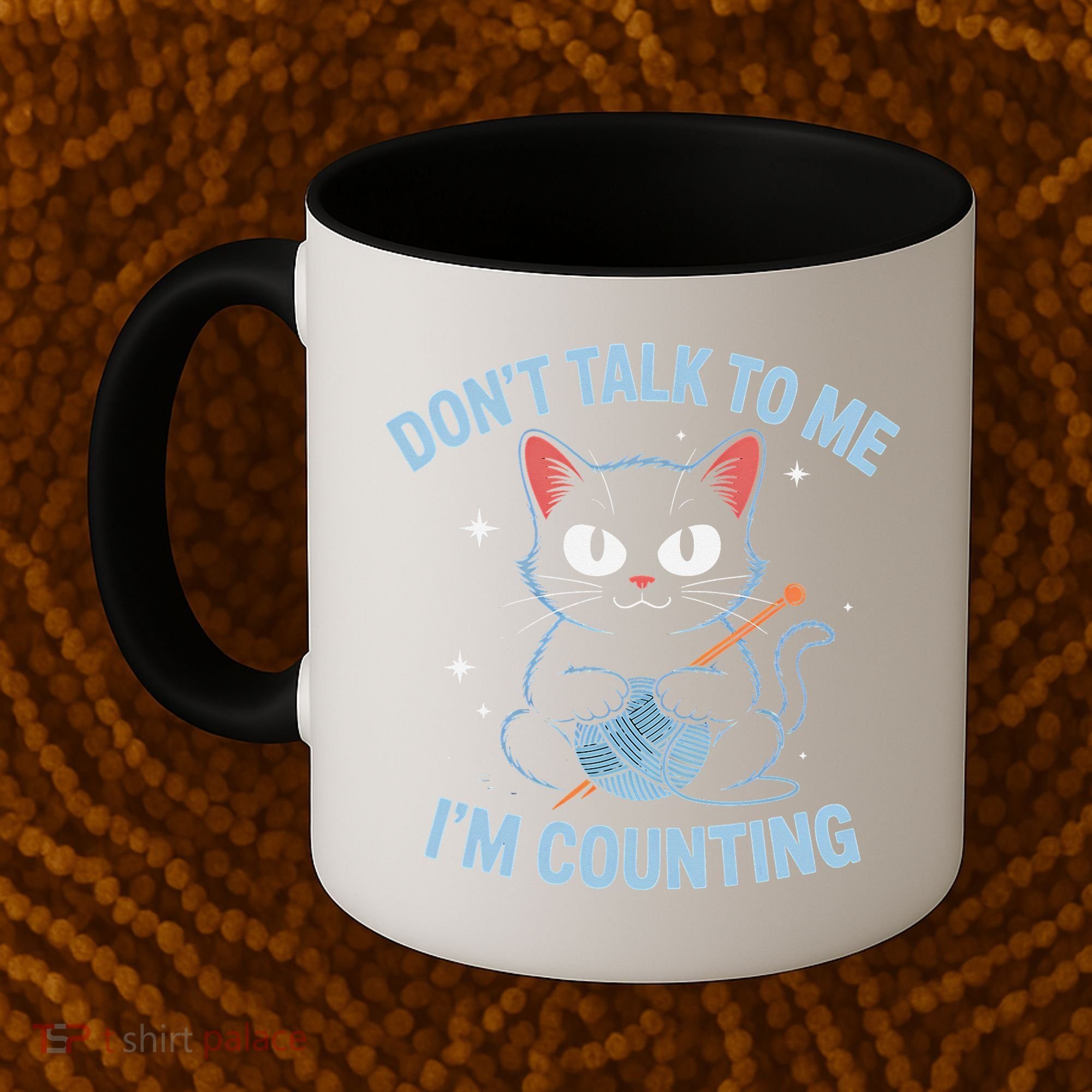 Dont Talk To Me Im Counting Crocheting Cat Coffee Mug