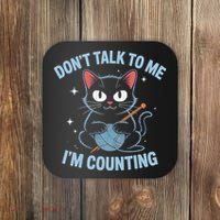 Dont Talk To Me Im Counting Crocheting Cat Coaster thumb 0