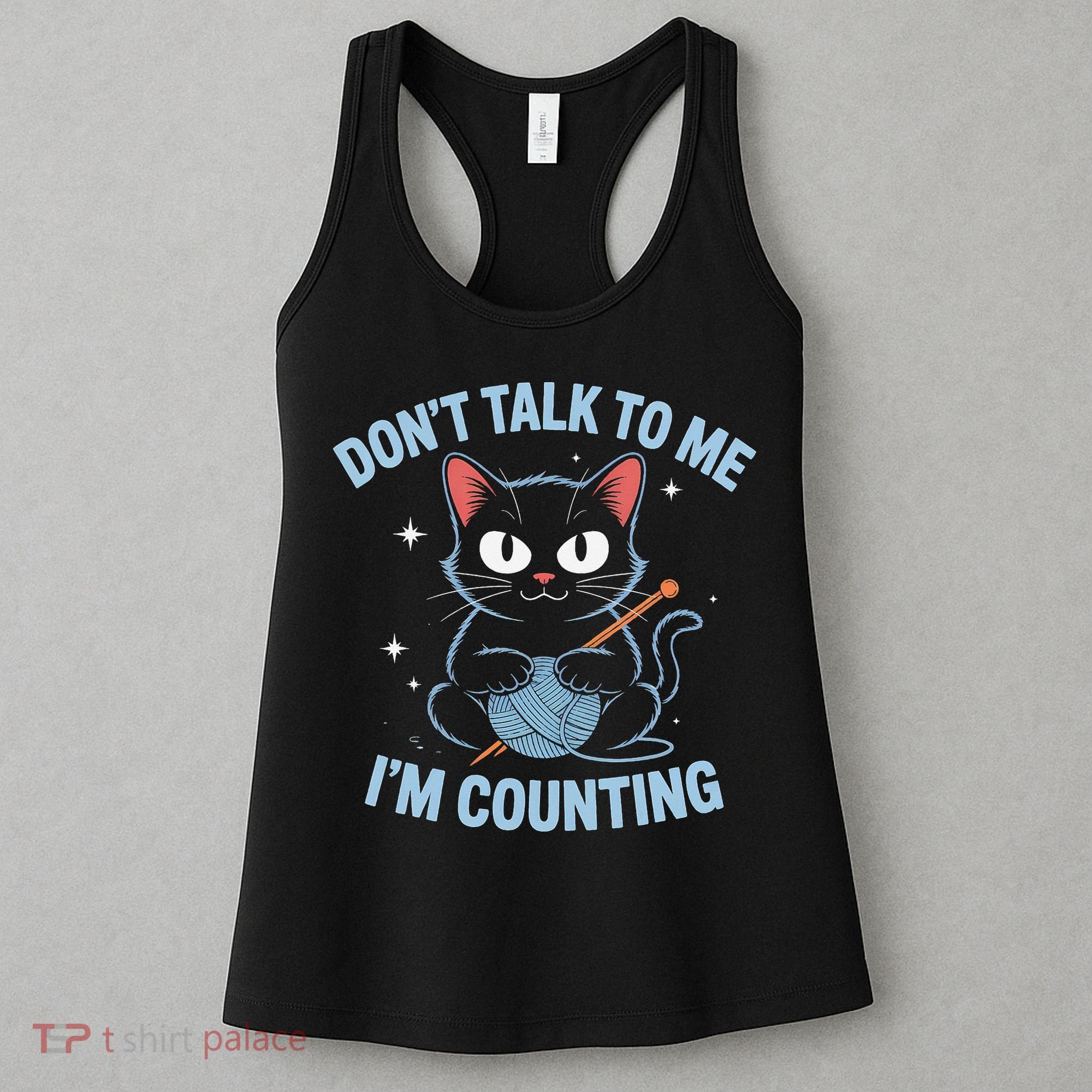 Dont Talk To Me Im Counting Crocheting Cat Women's Tank Top