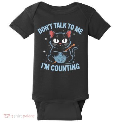 Dont Talk To Me Im Counting Crocheting Cat Baby Bodysuit