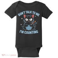 Dont Talk To Me Im Counting Crocheting Cat Baby Bodysuit thumb 0