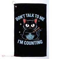 Dont Talk To Me Im Counting Crocheting Cat Golf Towel thumb 0