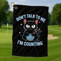 Dont Talk To Me Im Counting Crocheting Cat Golf Towel thumb 1