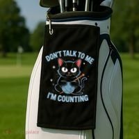 Dont Talk To Me Im Counting Crocheting Cat Golf Towel thumb 2