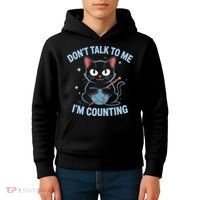 Dont Talk To Me Im Counting Crocheting Cat Kids Hoodie thumb 4