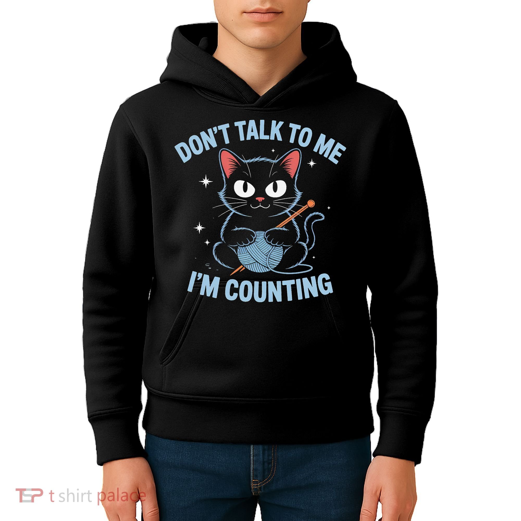 Dont Talk To Me Im Counting Crocheting Cat Kids Hoodie