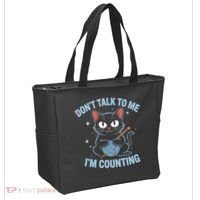 Dont Talk To Me Im Counting Crocheting Cat Tote Bag thumb 2