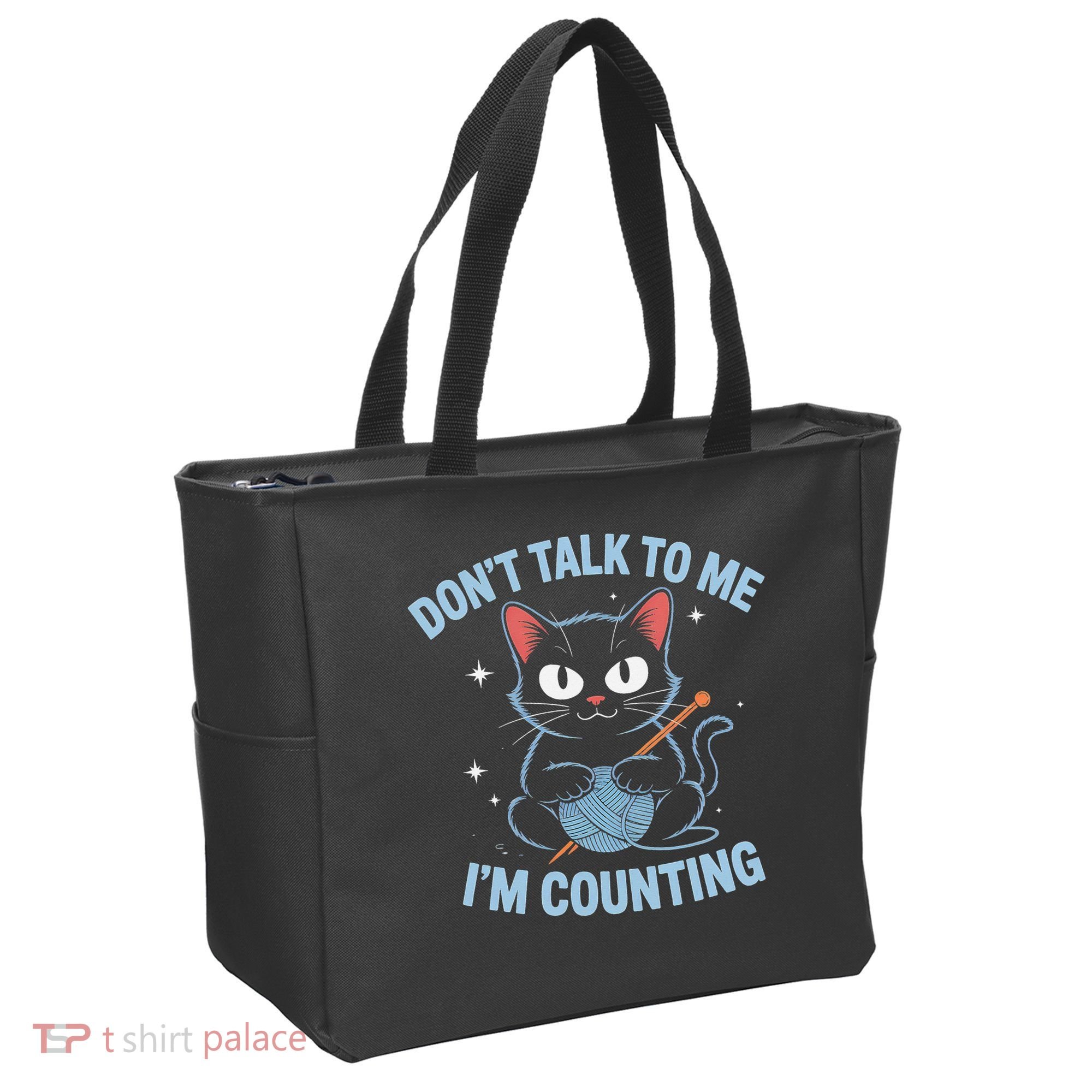 Dont Talk To Me Im Counting Crocheting Cat Tote Bag