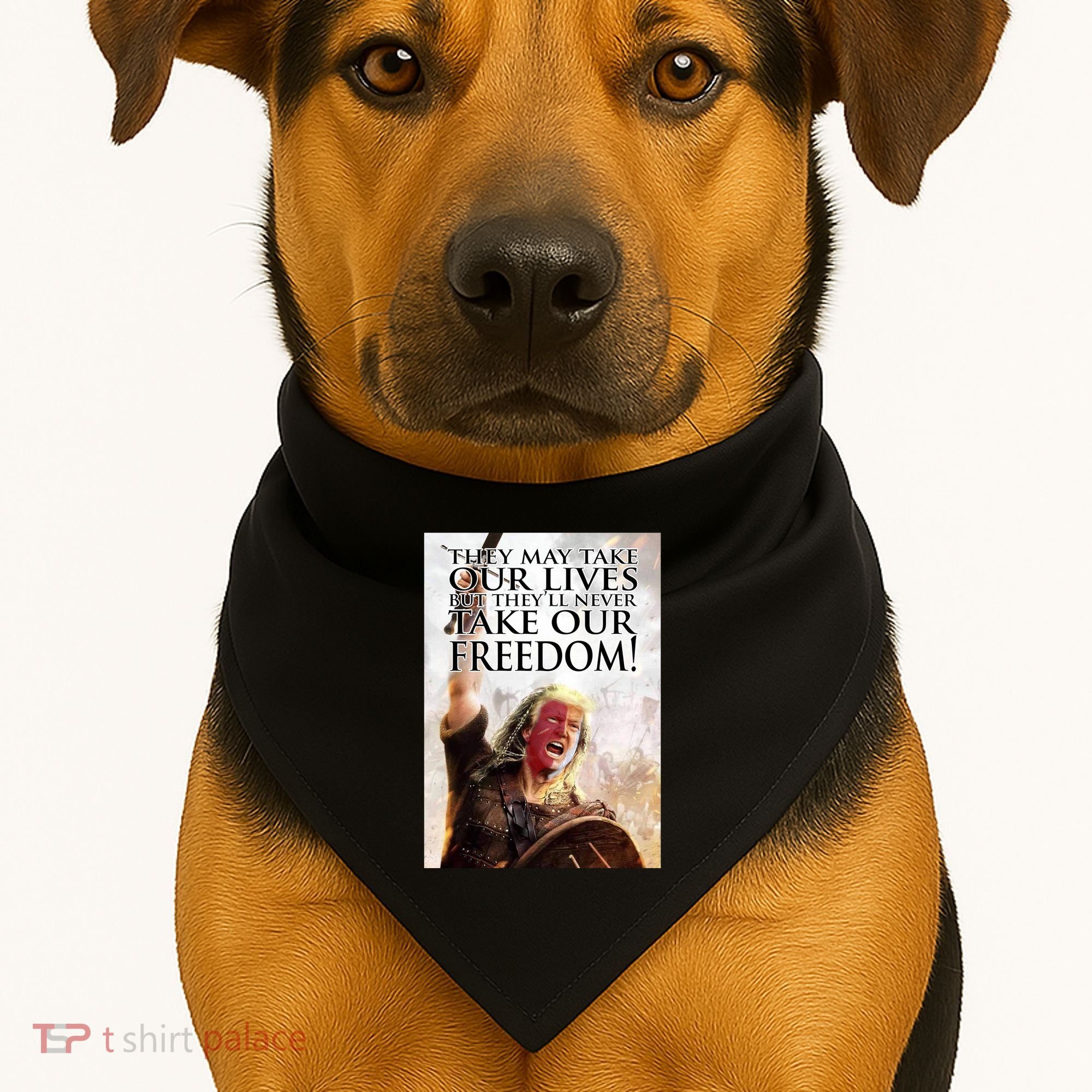 Donald Trump They May Take Our Lives But Theyll Never Take Our Freedom USA-Made Doggie Bandana