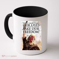 Donald Trump They May Take Our Lives But Theyll Never Take Our Freedom Coffee Mug thumb 0