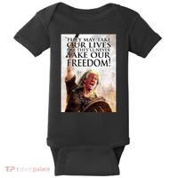 Donald Trump They May Take Our Lives But Theyll Never Take Our Freedom Baby Bodysuit thumb 0