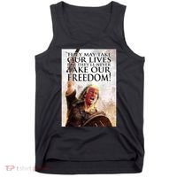 Donald Trump They May Take Our Lives But Theyll Never Take Our Freedom Tank Top thumb 0