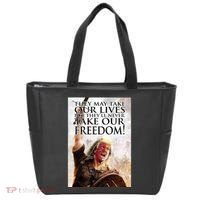 Donald Trump They May Take Our Lives But Theyll Never Take Our Freedom Tote Bag thumb 0