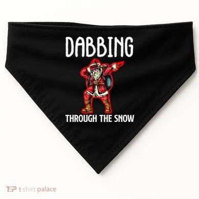 Dabbing Through The Snow Funny Santa Claus Dancing USA-Made Doggie Bandana