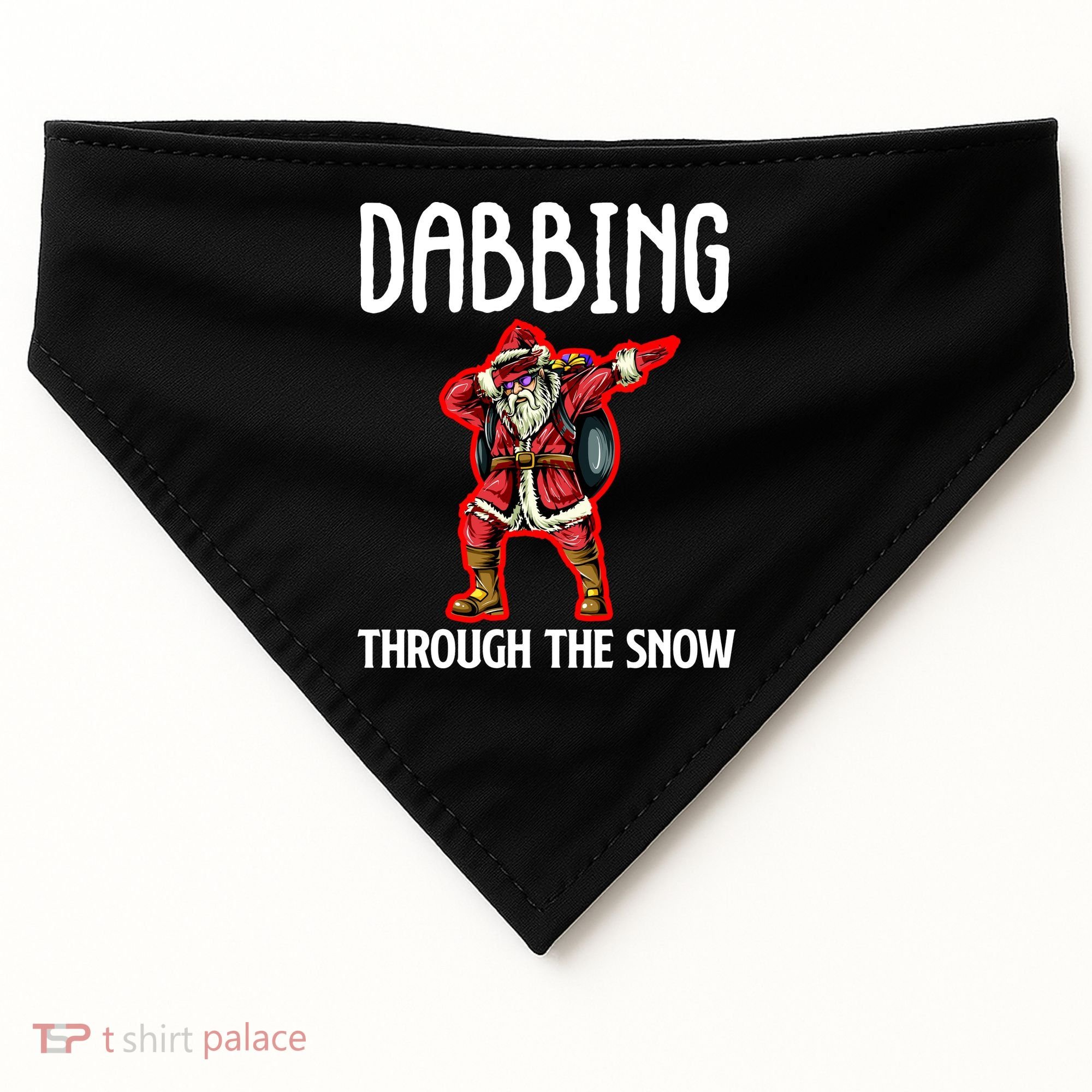 Dabbing Through The Snow Funny Santa Claus Dancing USA-Made Doggie Bandana