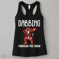 Dabbing Through The Snow Funny Santa Claus Dancing Women's Tank Top thumb 3