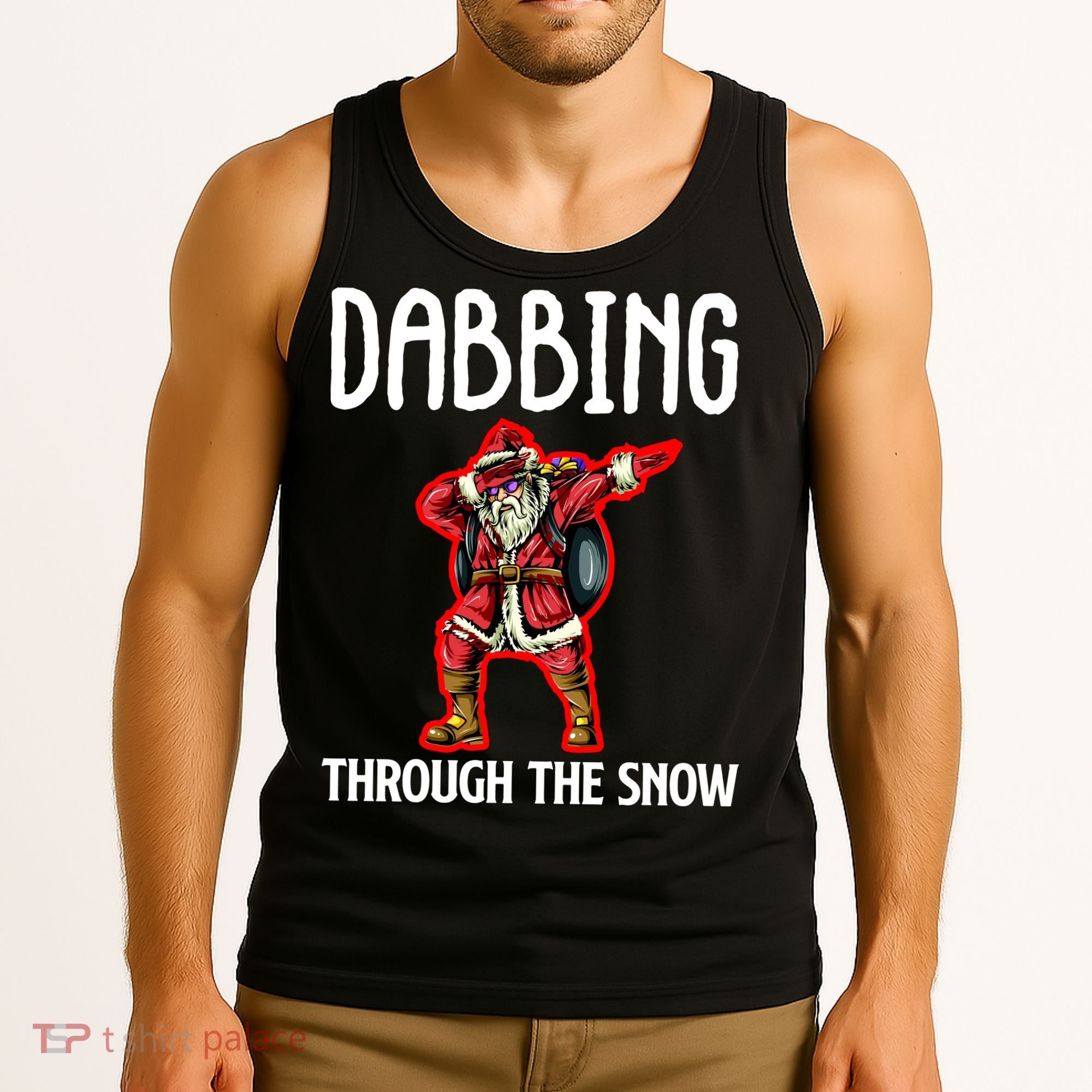 Dabbing Through The Snow Funny Santa Claus Dancing Tank Top