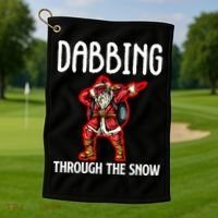 Dabbing Through The Snow Funny Santa Claus Dancing Golf Towel thumb 1
