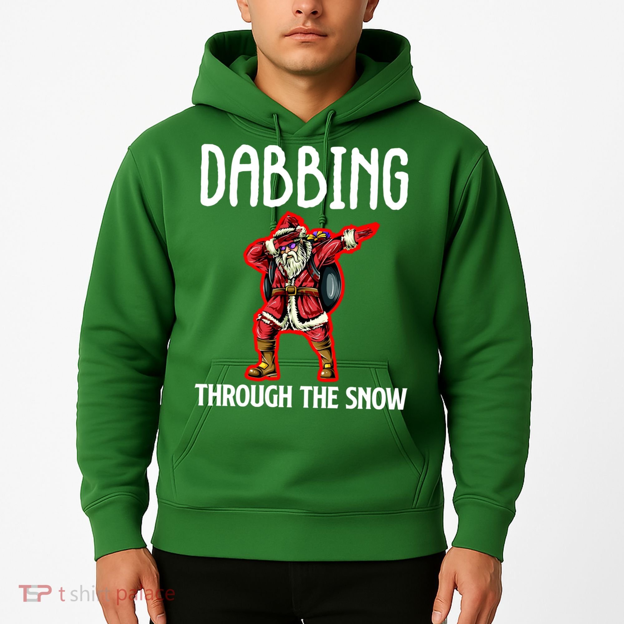 Dabbing Through The Snow Funny Santa Claus Dancing Hoodie