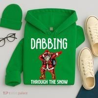 Dabbing Through The Snow Funny Santa Claus Dancing Hoodie thumb 4