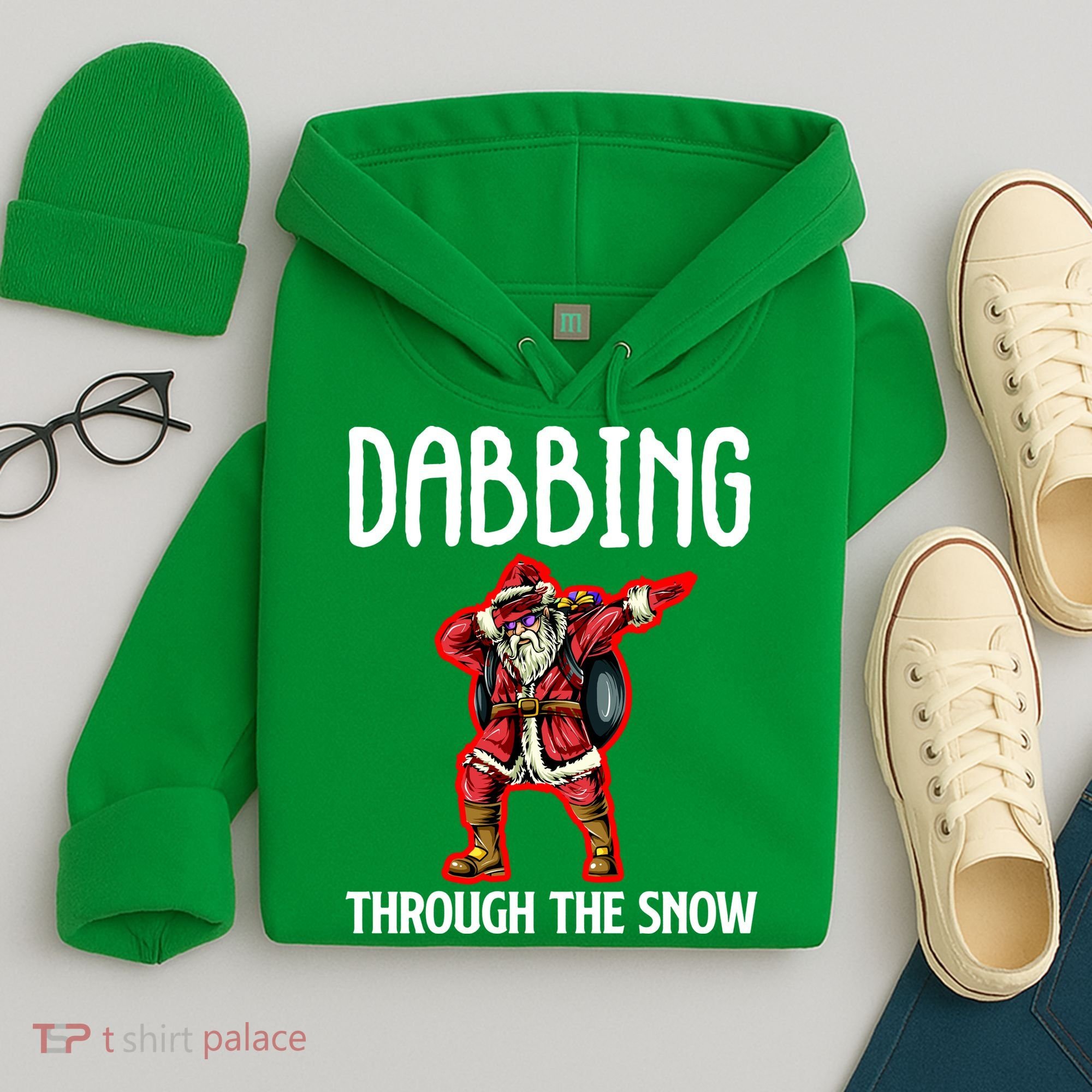 Dabbing Through The Snow Funny Santa Claus Dancing Hoodie