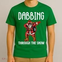 Dabbing Through The Snow Funny Santa Claus Dancing T-Shirt thumb 3