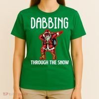 Dabbing Through The Snow Funny Santa Claus Dancing T-Shirt thumb 4