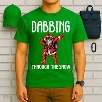 Dabbing Through The Snow Funny Santa Claus Dancing T-Shirt thumb 6