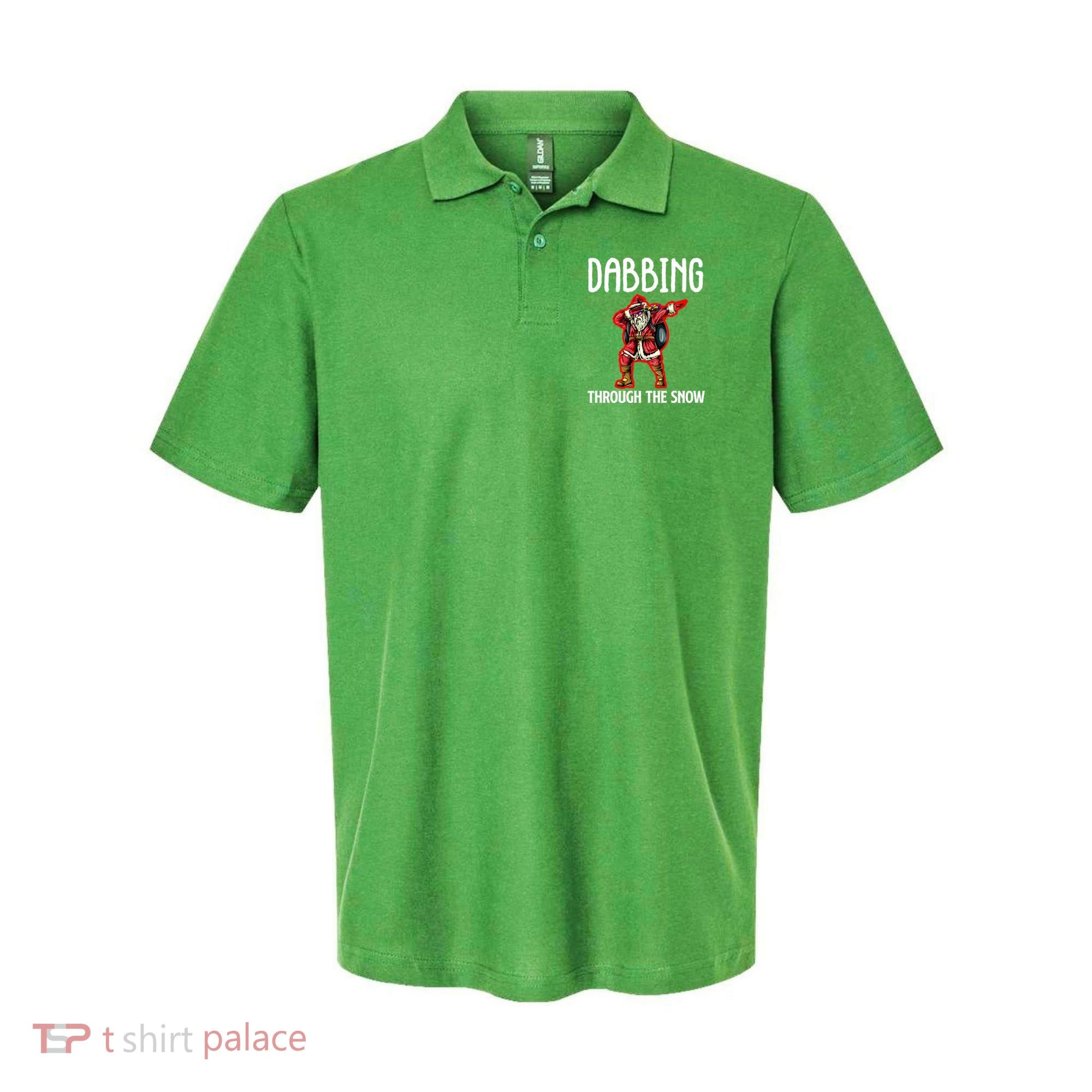 Dabbing Through The Snow Funny Santa Claus Dancing Polo