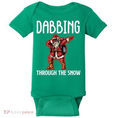 Dabbing Through The Snow Funny Santa Claus Dancing Baby Bodysuit