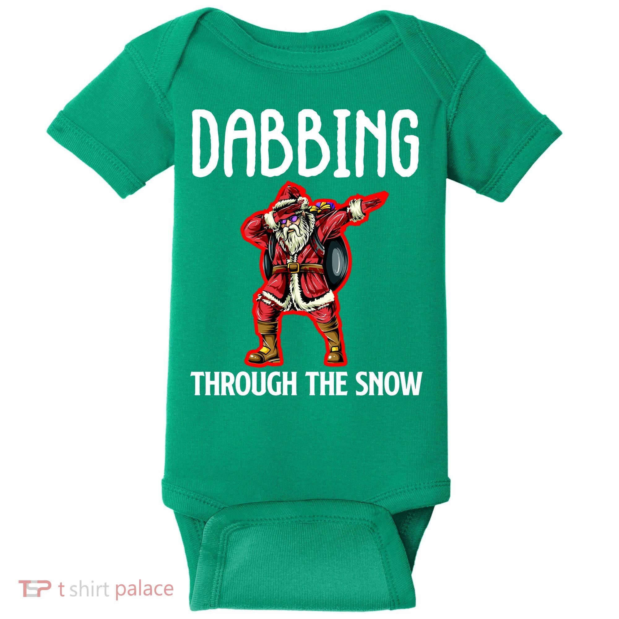 Dabbing Through The Snow Funny Santa Claus Dancing Baby Bodysuit