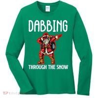 Dabbing Through The Snow Funny Santa Claus Dancing Women's Long Sleeve Shirt thumb 0