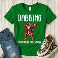 Dabbing Through The Snow Funny Santa Claus Dancing Women's T-Shirt thumb 3