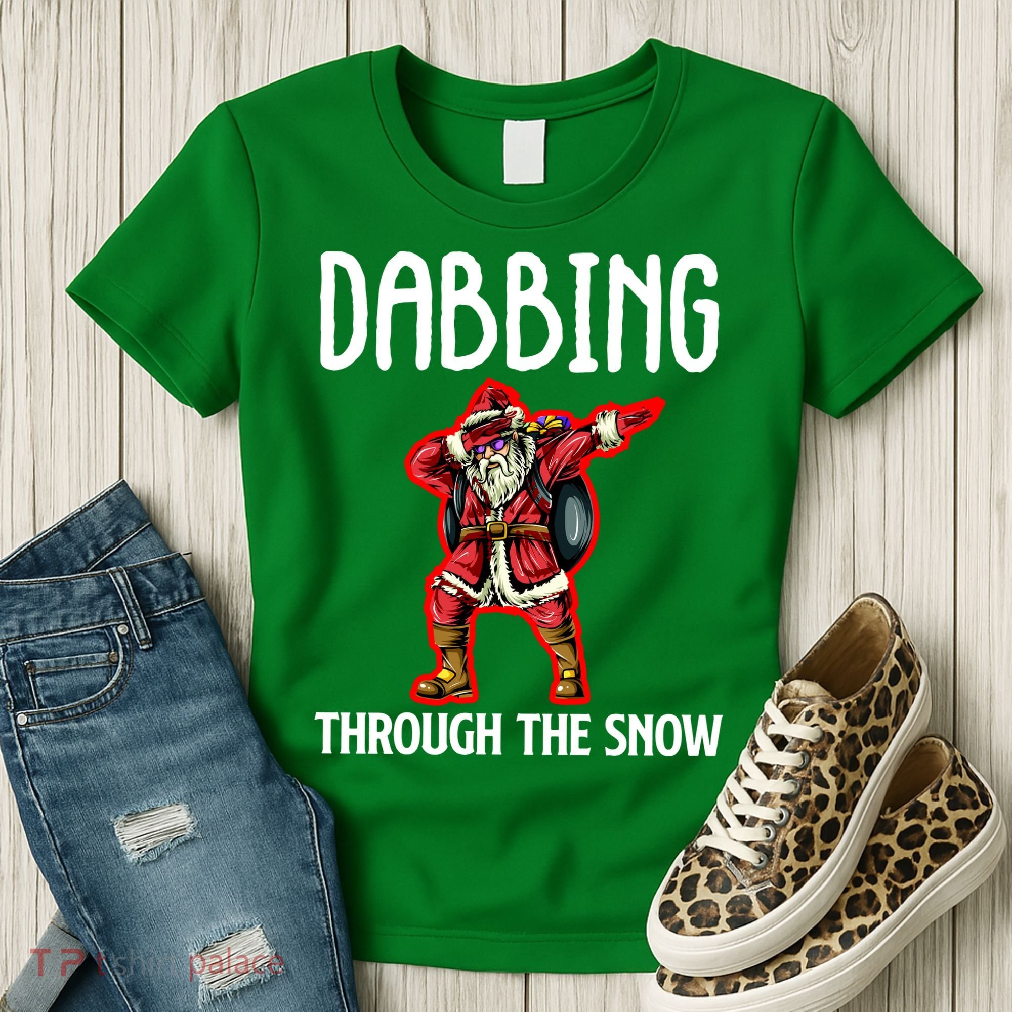 Dabbing Through The Snow Funny Santa Claus Dancing Women's T-Shirt