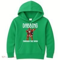 Dabbing Through The Snow Funny Santa Claus Dancing Kids Hoodie thumb 0