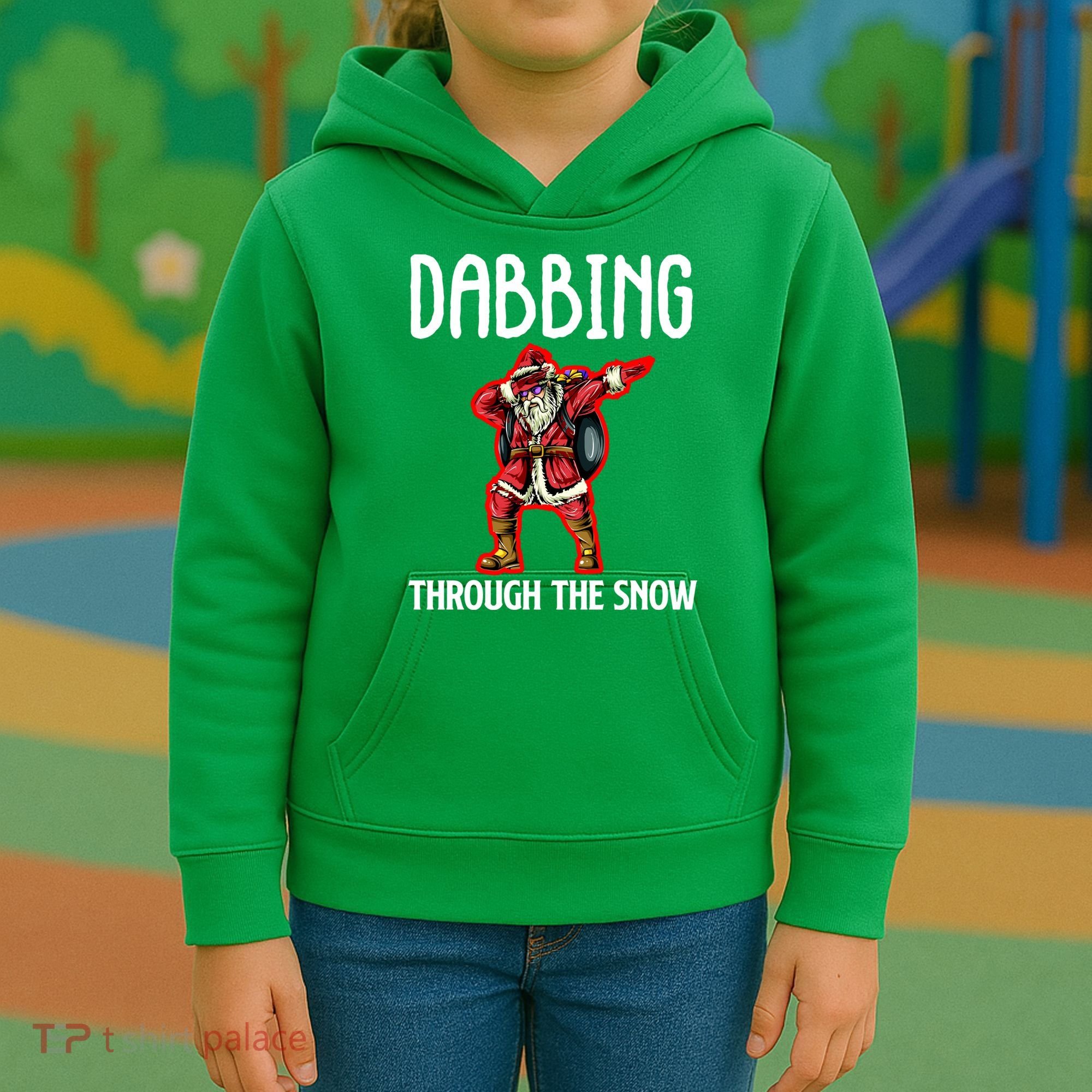 Dabbing Through The Snow Funny Santa Claus Dancing Kids Hoodie