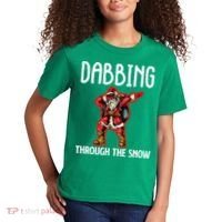 Dabbing Through The Snow Funny Santa Claus Dancing Kids T-Shirt thumb 2