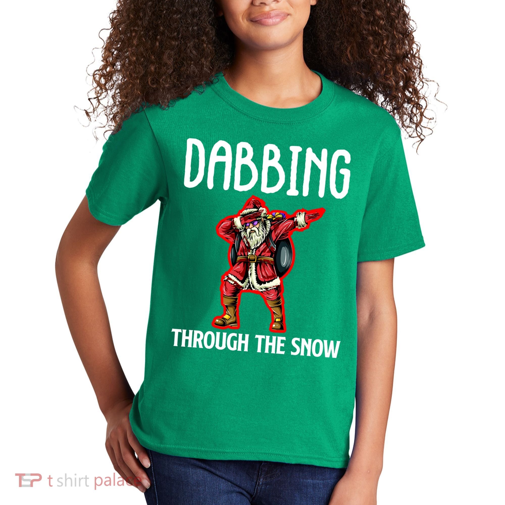 Dabbing Through The Snow Funny Santa Claus Dancing Kids T-Shirt