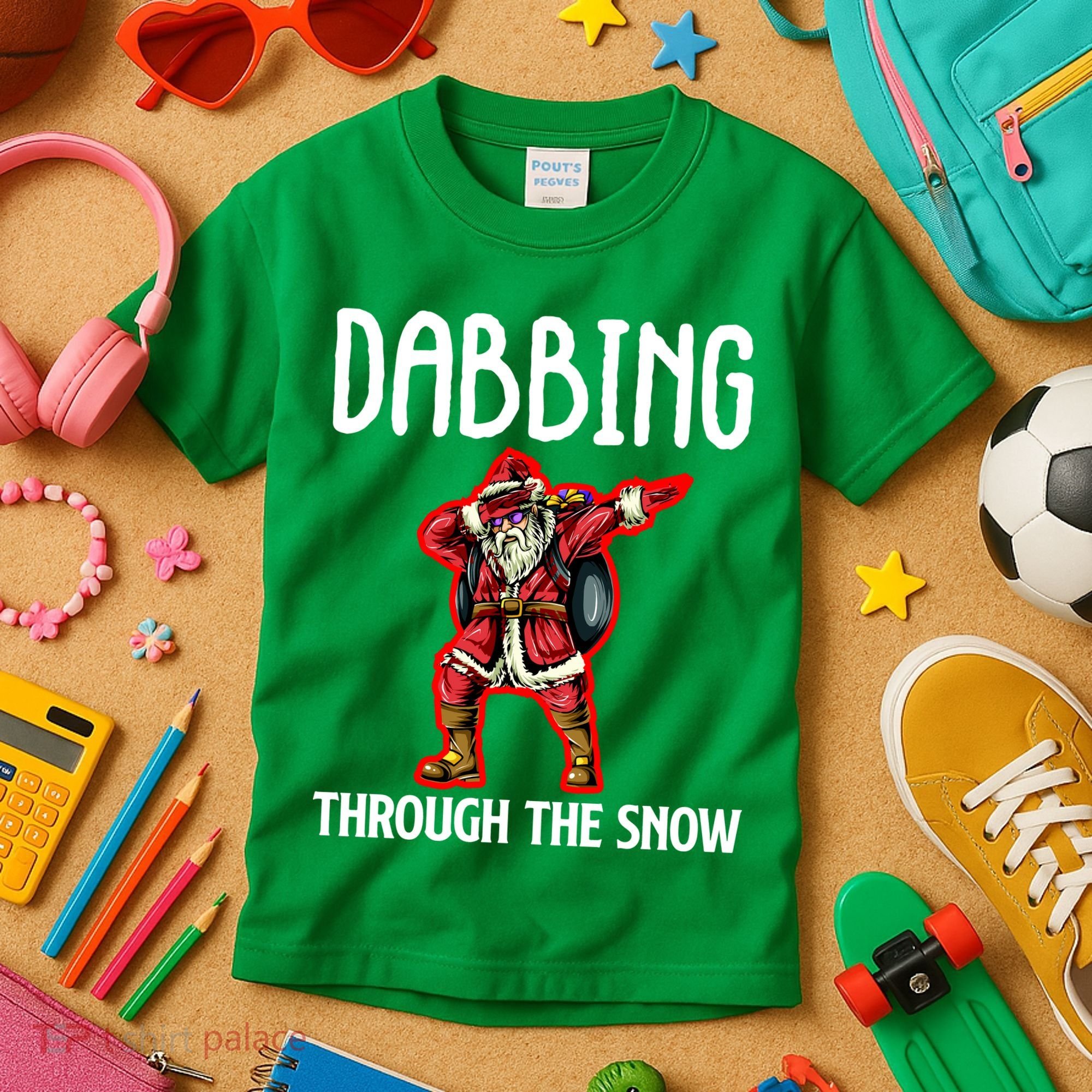 Dabbing Through The Snow Funny Santa Claus Dancing Kids T-Shirt