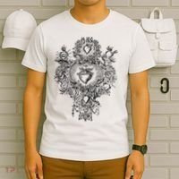 Devotion To The Sacred Heart Of Jesus Vintage Catholic Art T-Shirt thumb 6