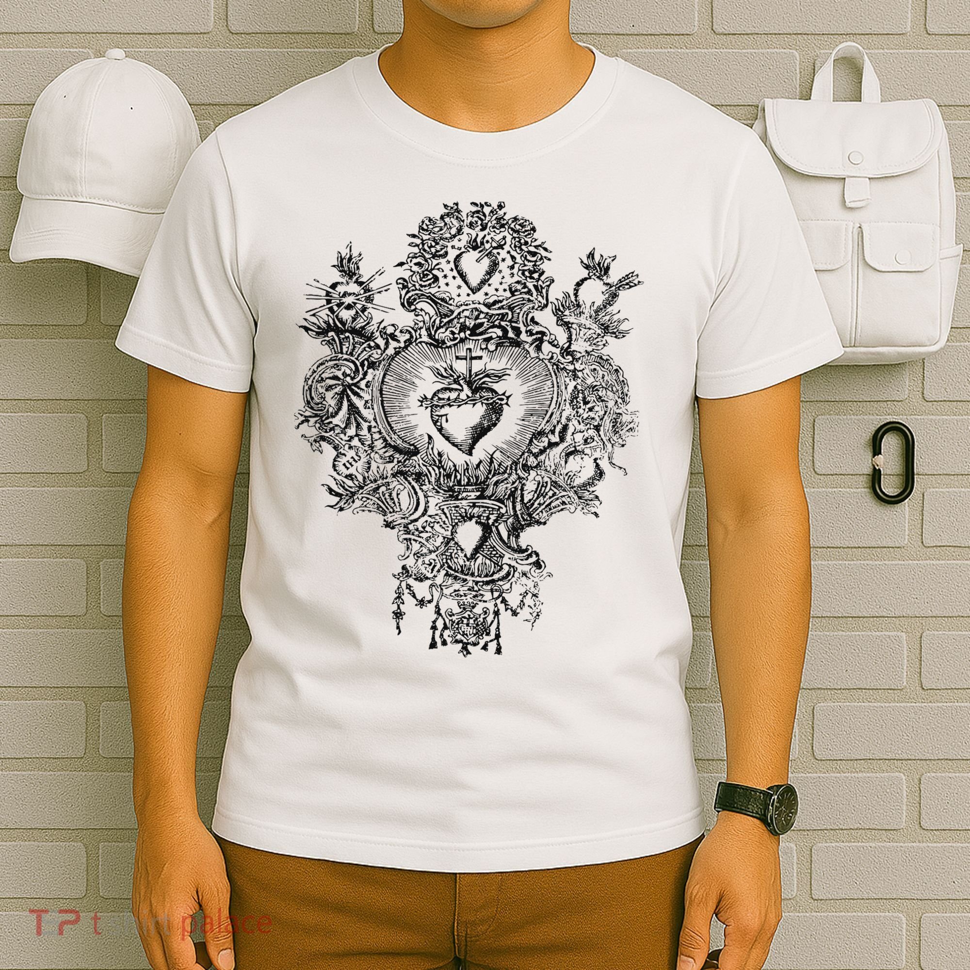 Devotion To The Sacred Heart Of Jesus Vintage Catholic Art T-Shirt